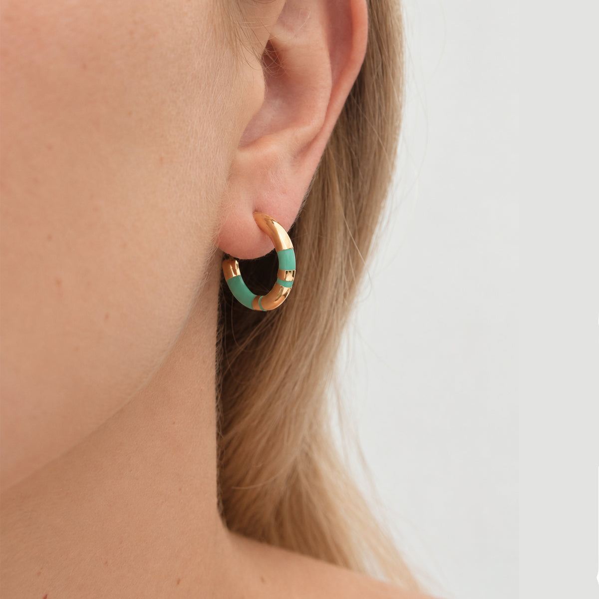Positano Mini Hoop Earrings, Aqua