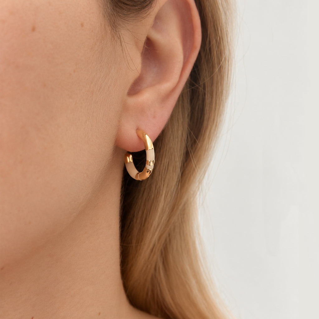 Positano Mini Hoop Earrings, Ivory