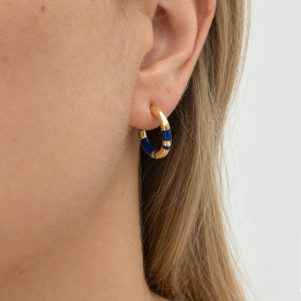 Positano Mini Hoop Earrings, Navy