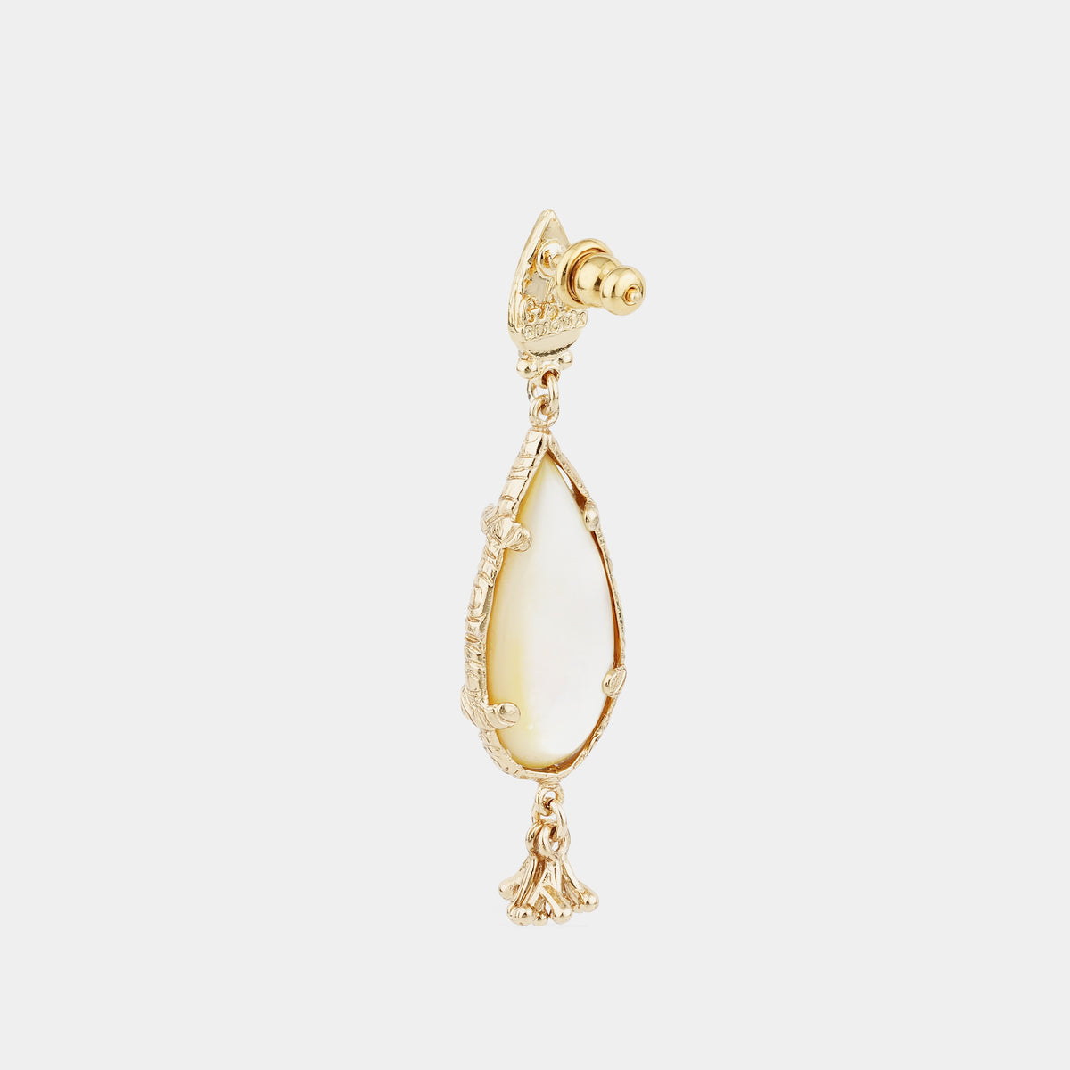 Small Teardrop Stud Earrings, White Mother-of-Pearl