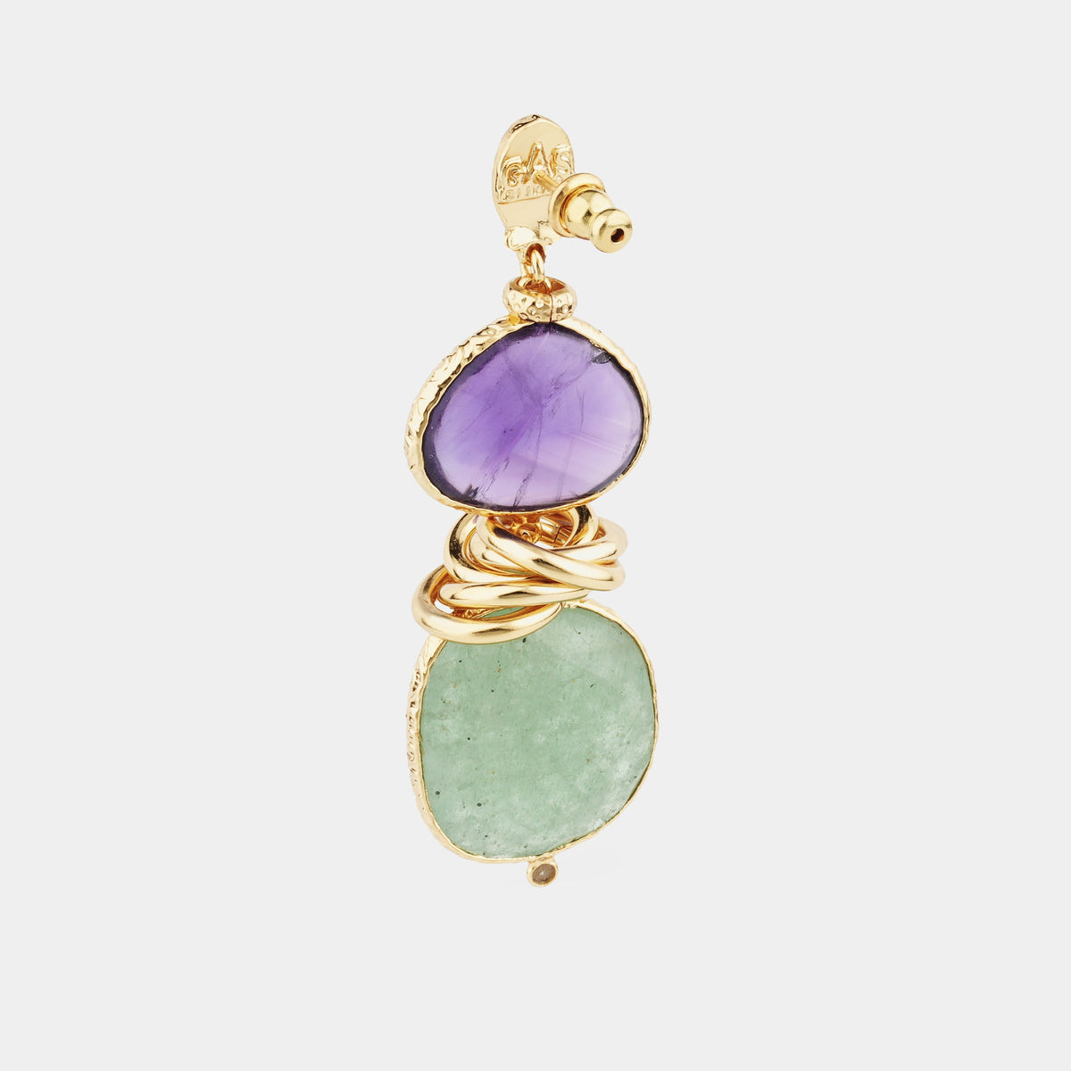 Sirena Earrings, Amethyst and Green Quartz