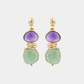 Sirena Earrings, Amethyst and Green Quartz