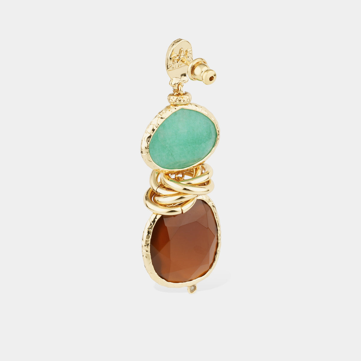 Sirena Earrings, Green Aventurine & Brown Calcite