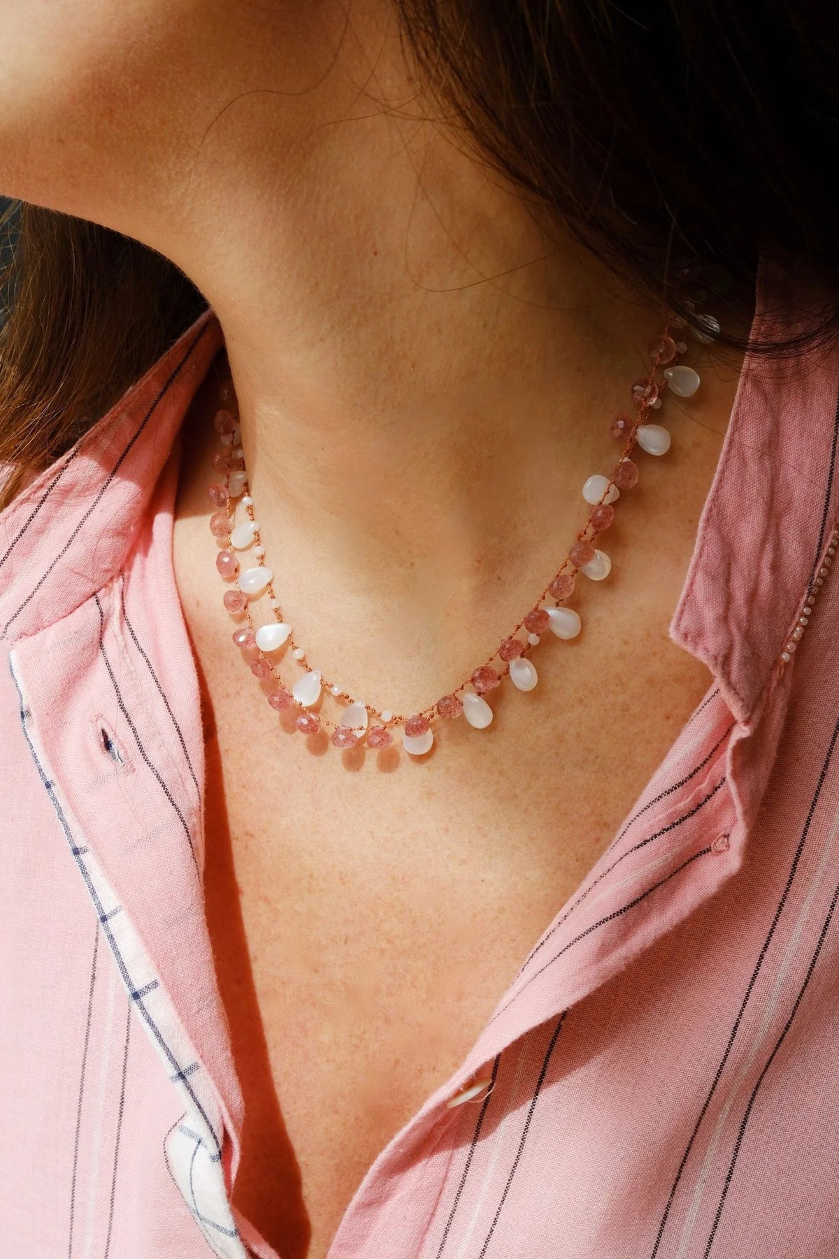 ALCYONA DB NECKLACE , WHITE MOONSTONE