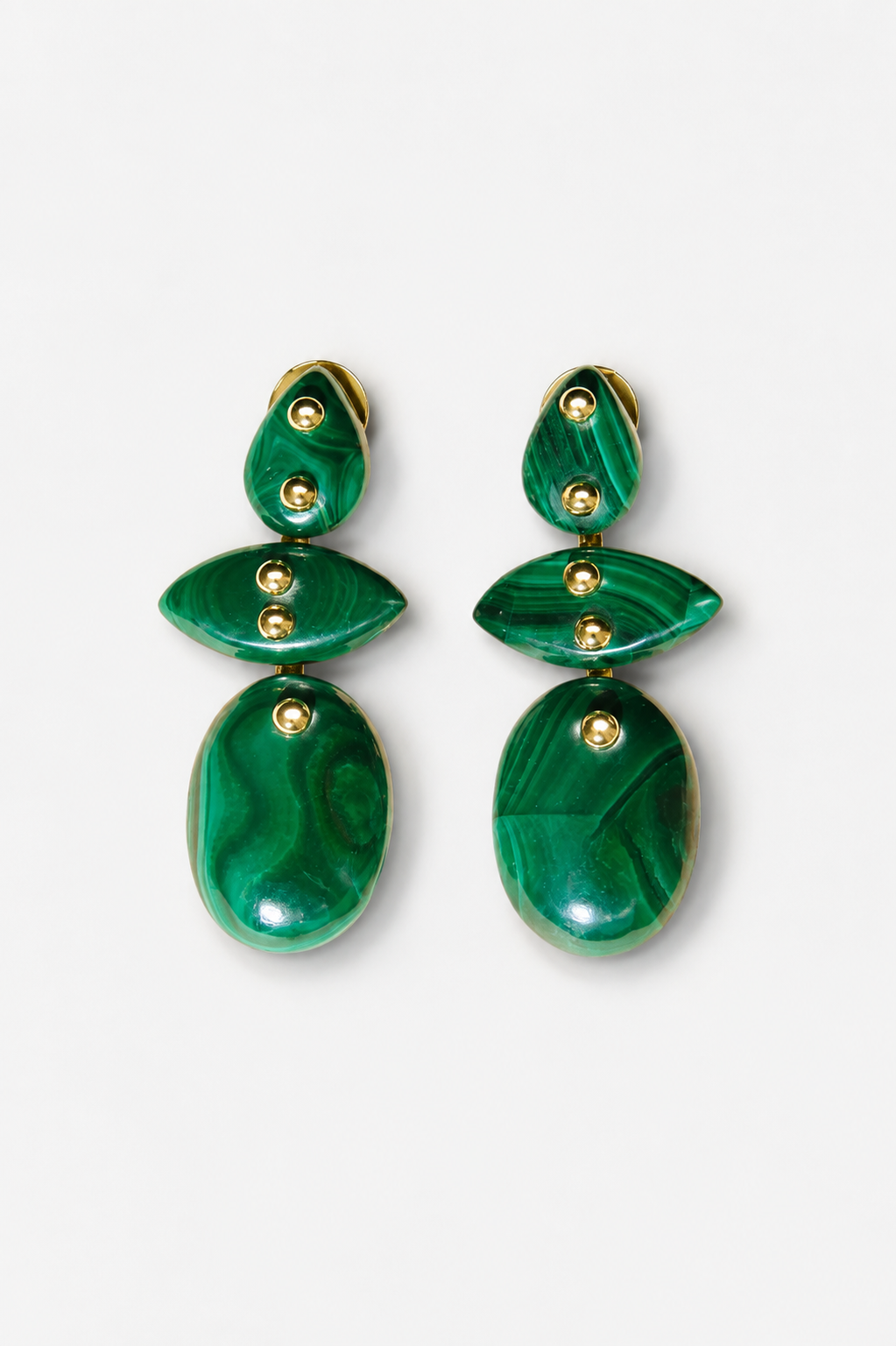 Avalon Earrings, Malachite