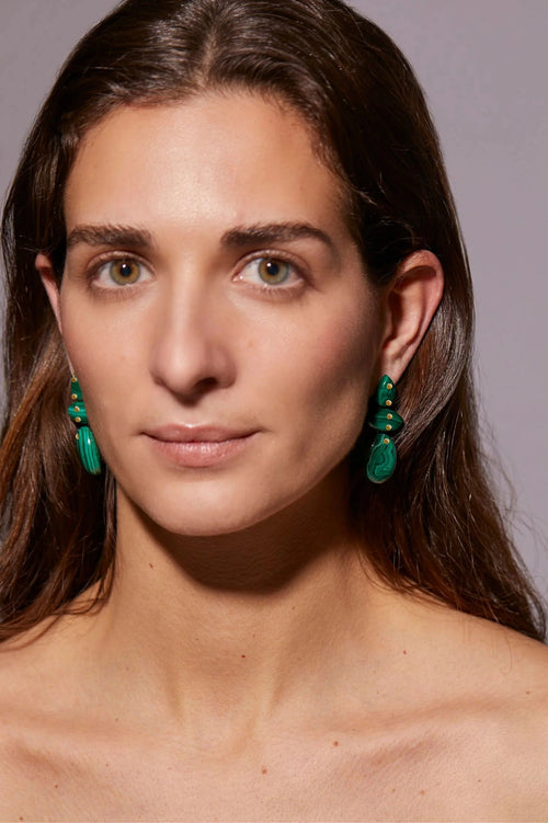 AVALON EARRINGS , MALACHITE
