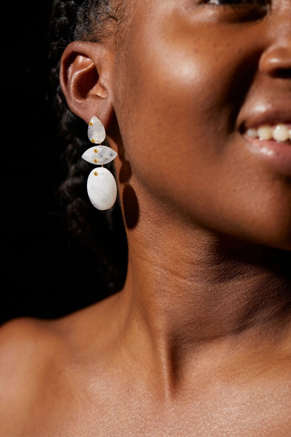 AVALON EARRINGS , WHITE MOONSTONE