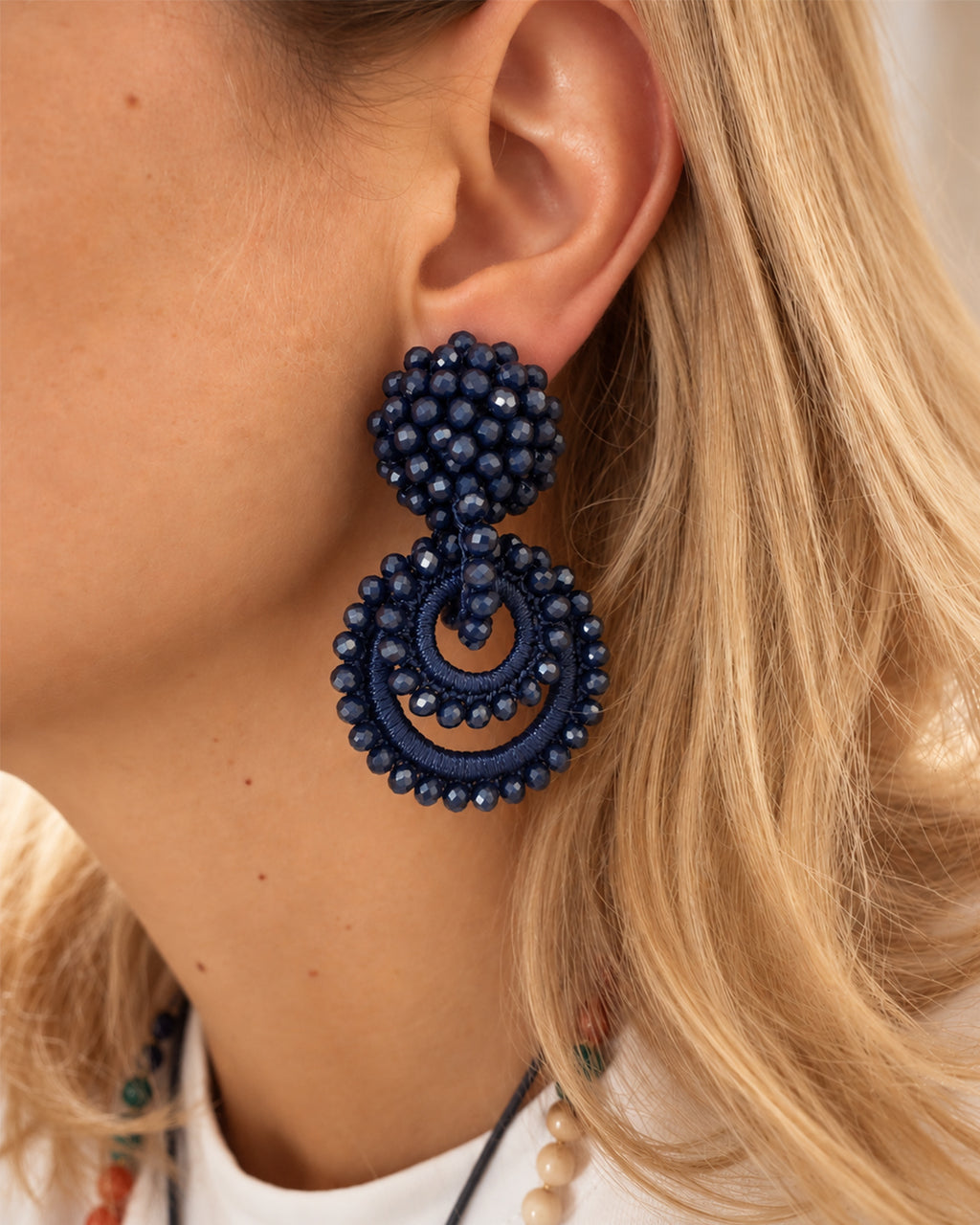 Mini Sundrop Earrings, Navy