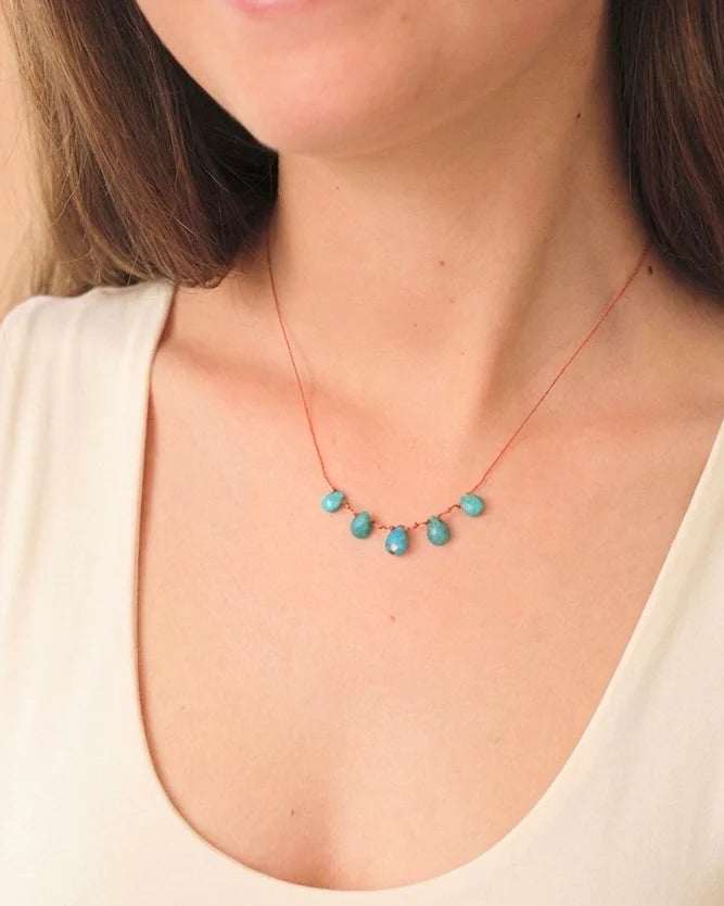 5-DROP NECKLACE , TURQUOISE