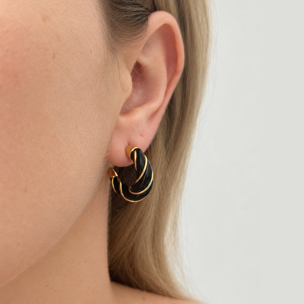 Diana Twisted Mini Earrings, Black