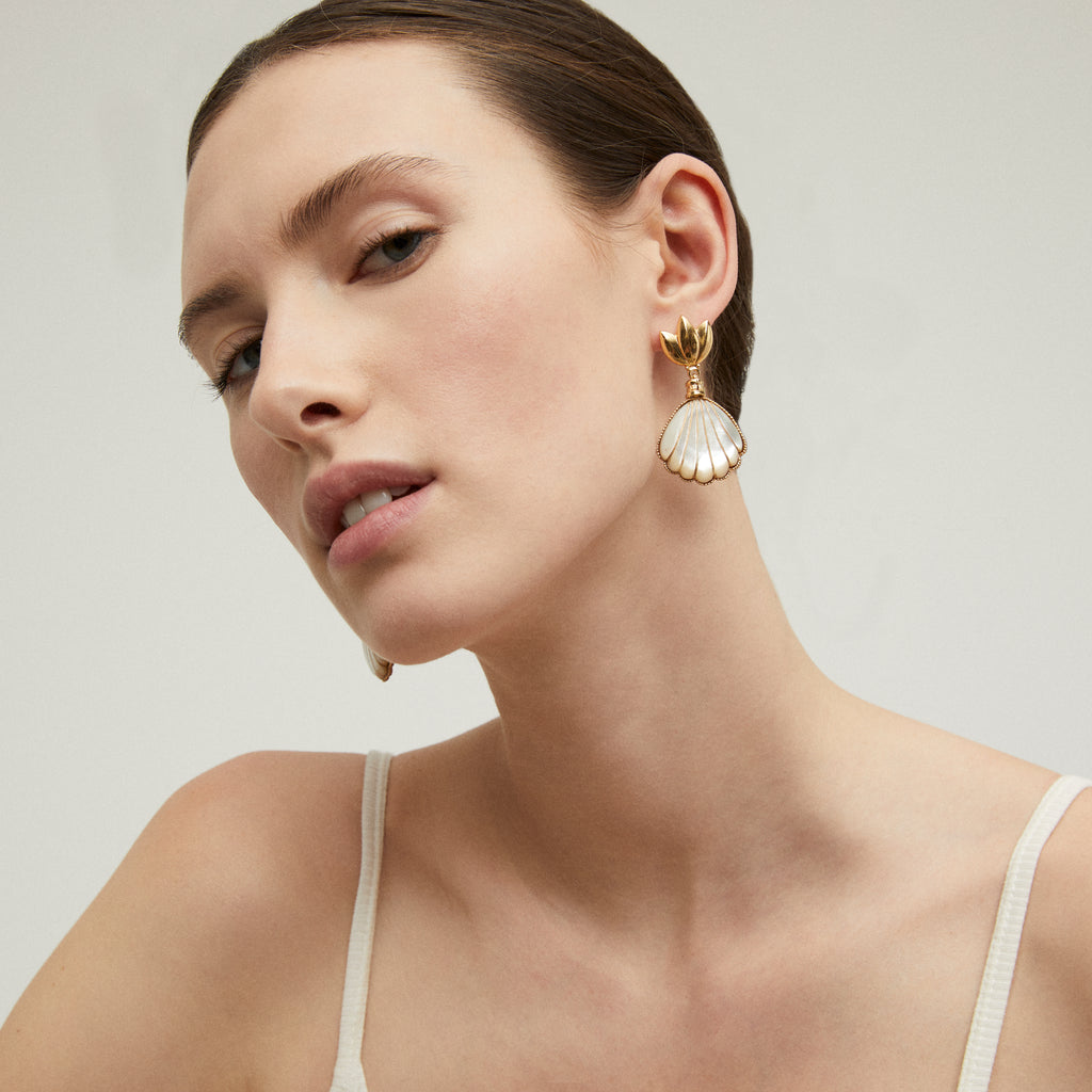 Sanibel Earrings, White Mother-of-Pearl