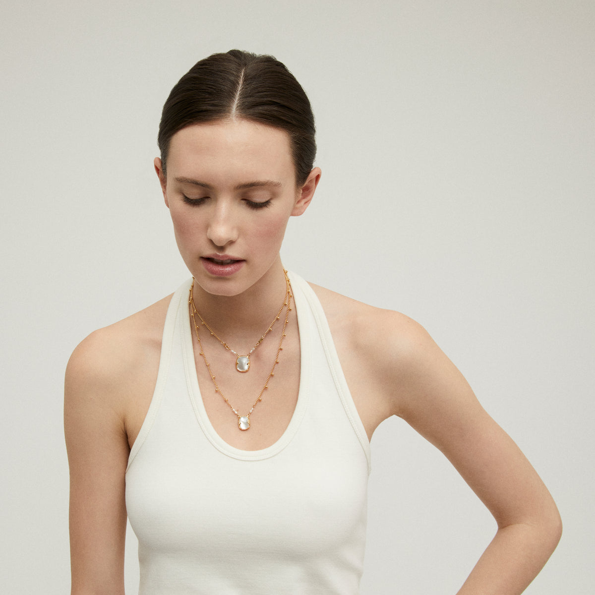 Scapular Necklace,  White Mother-of-Pearl