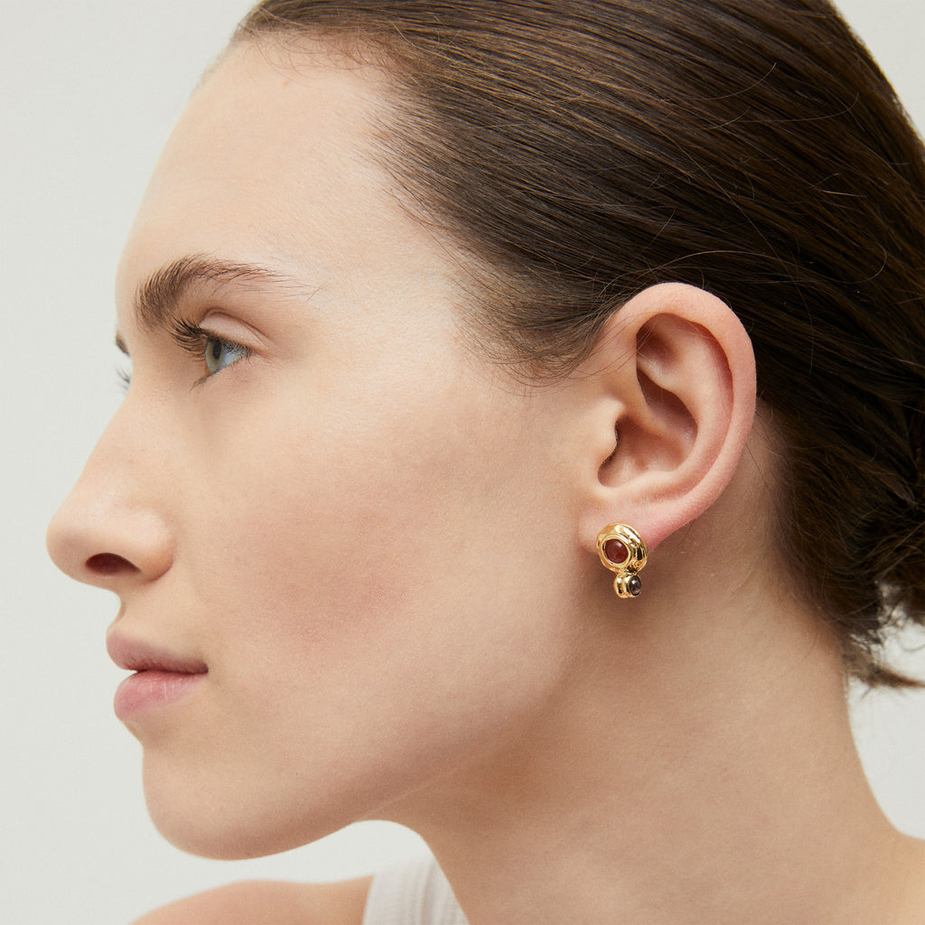 Amarante Mini Stud Earrings, Carnelian