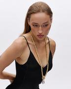 Pearl Drop Linea Necklace, Gold