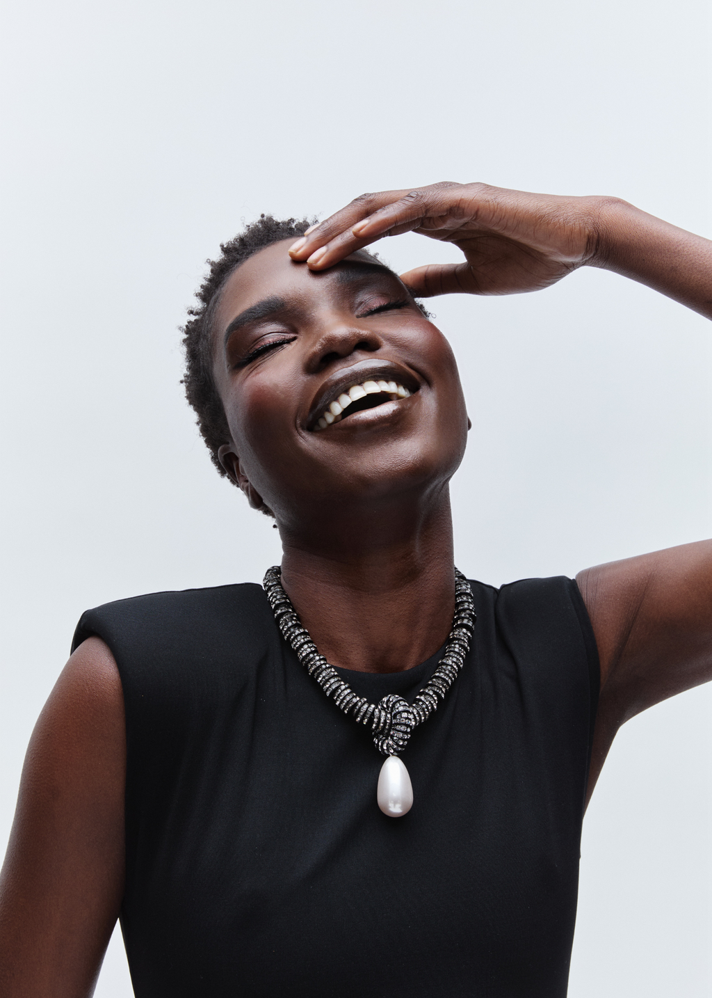 Pearl Drop Necklace, Black