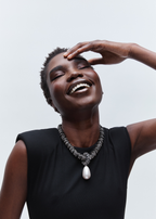 Pearl Drop Necklace, Black