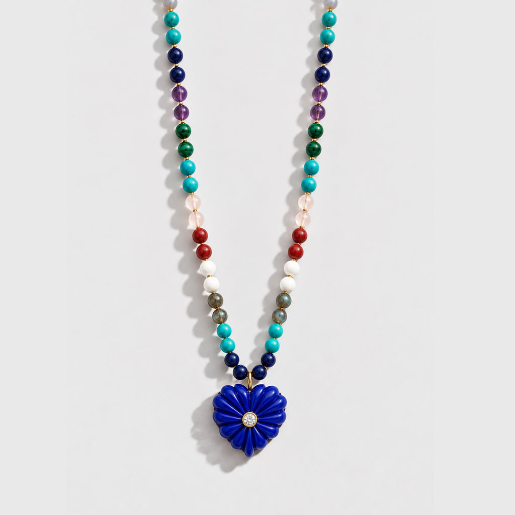 Large Love Necklace, Lapis Blue