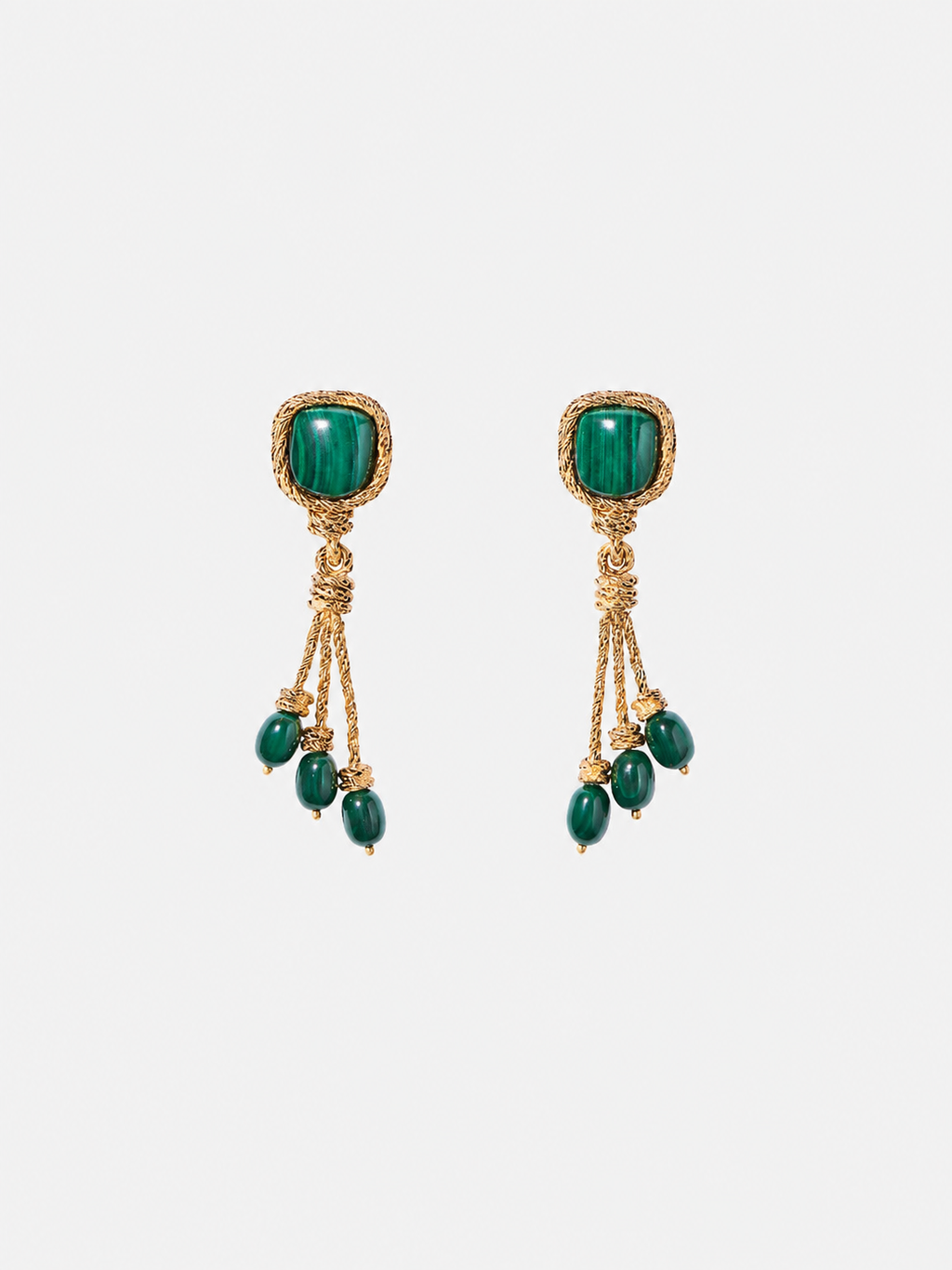Miki Earrings, Malachite