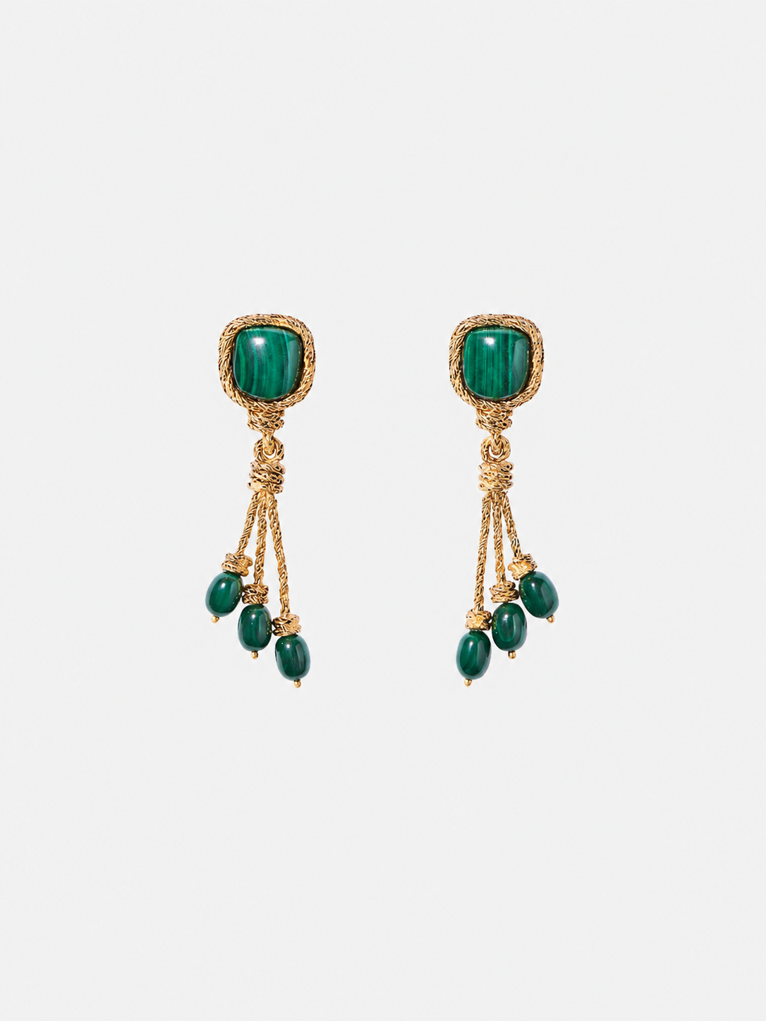 Miki Earrings, Malachite