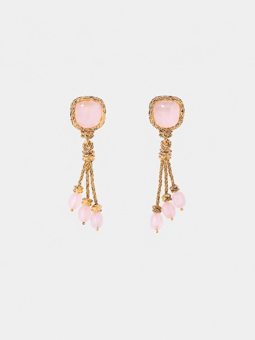 Miki Earrings, Pink Quartz