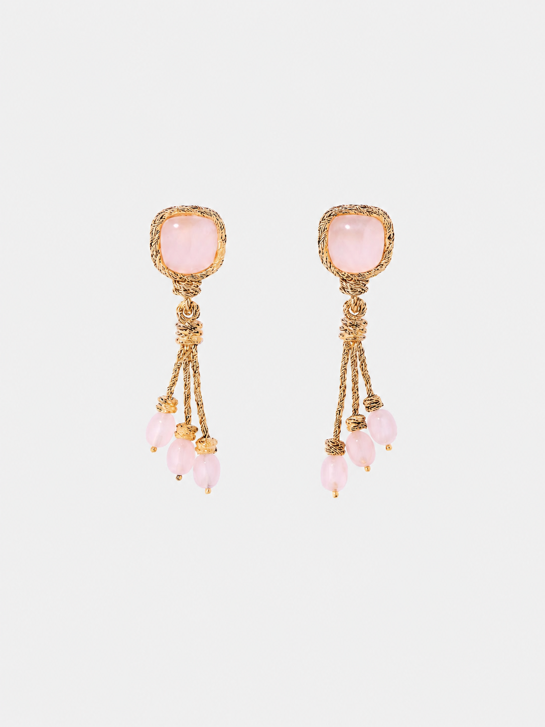 Miki Earrings, Pink Quartz