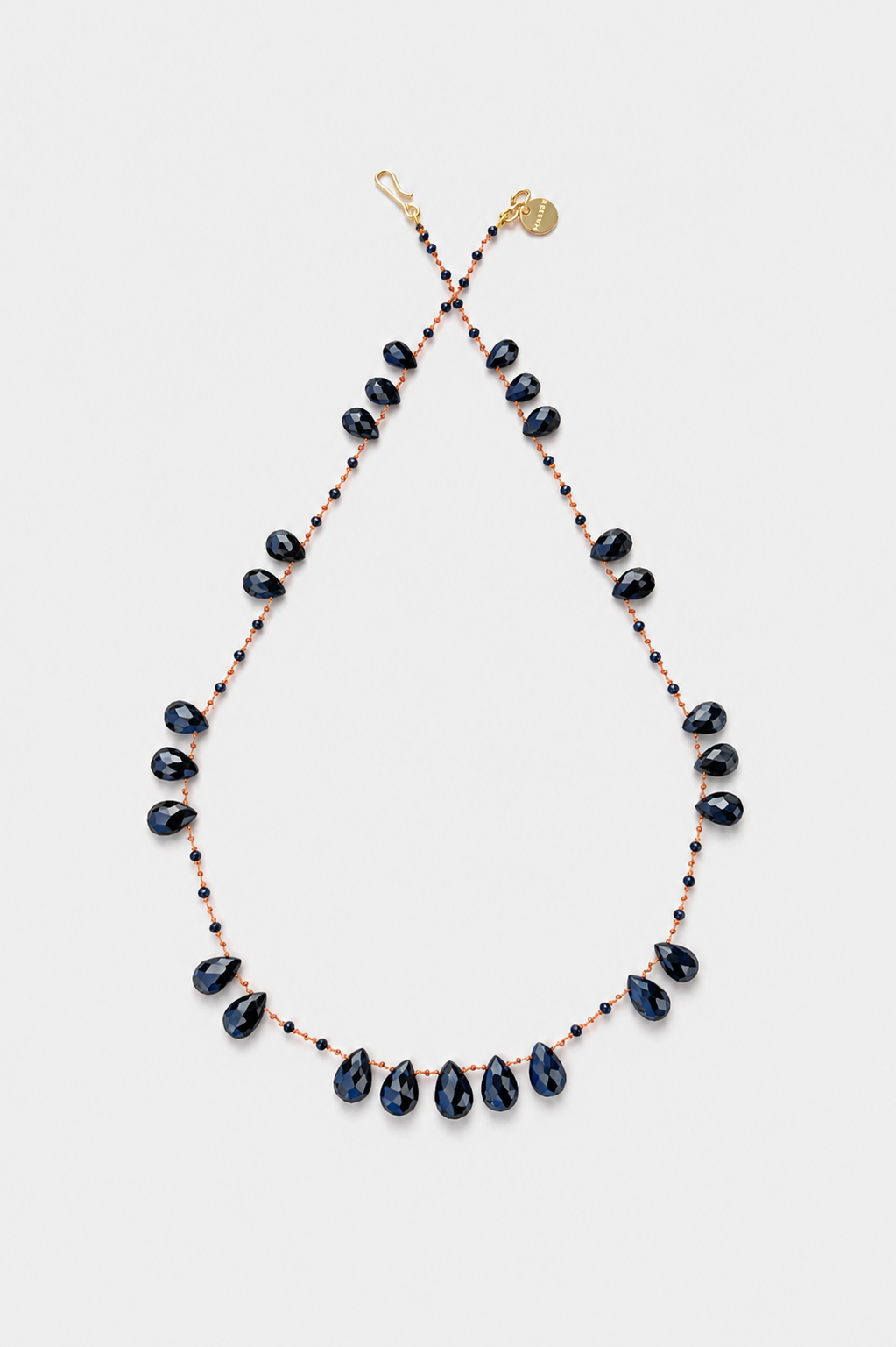 Offset Necklace, Black Spinel