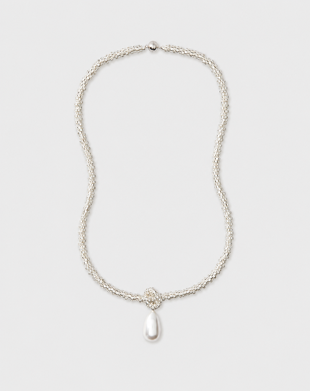 Pearl Drop Linea Necklace, Silver