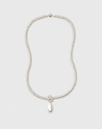 Pearl Drop Linea Necklace, Silver
