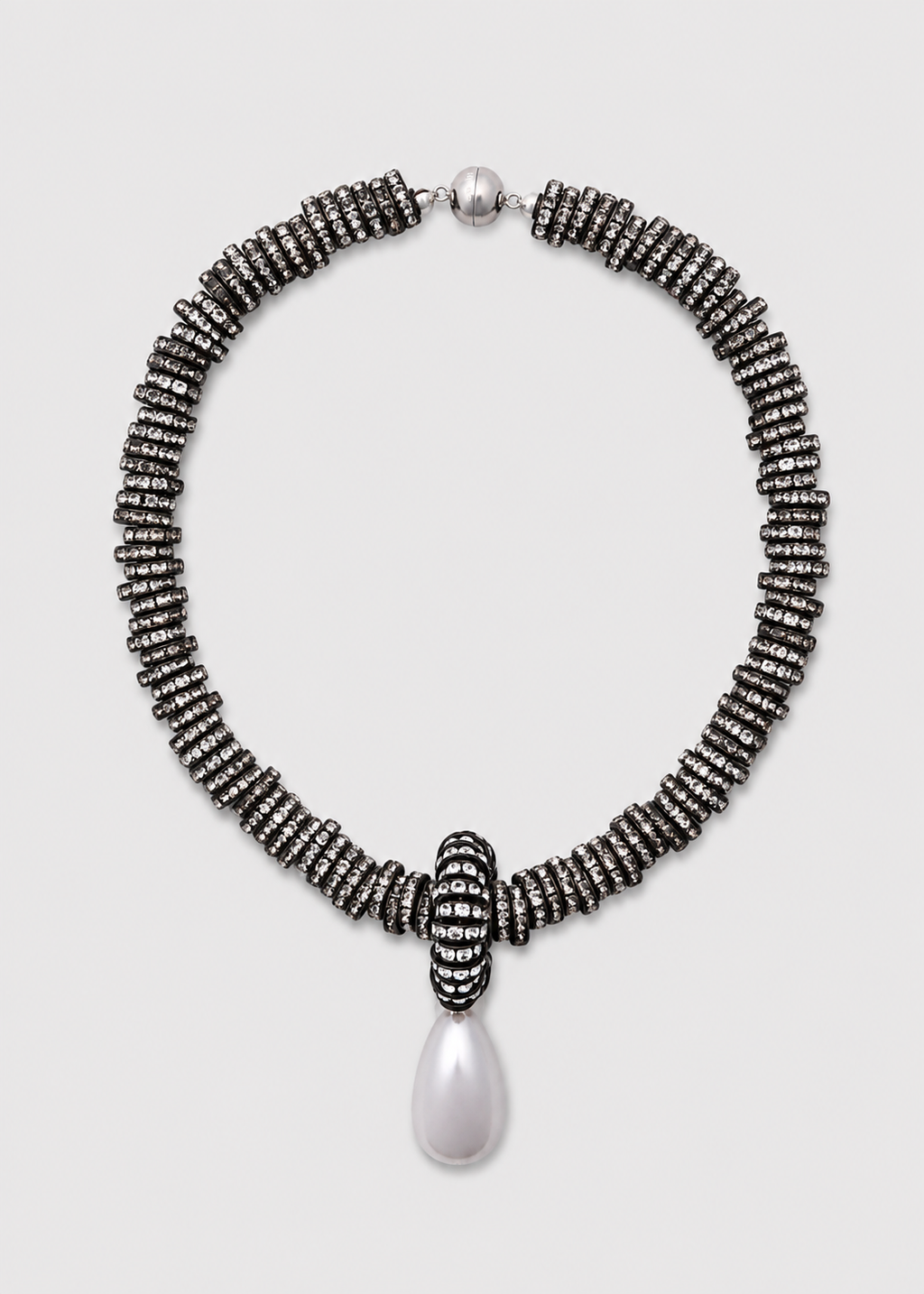 Pearl Drop Necklace, Black