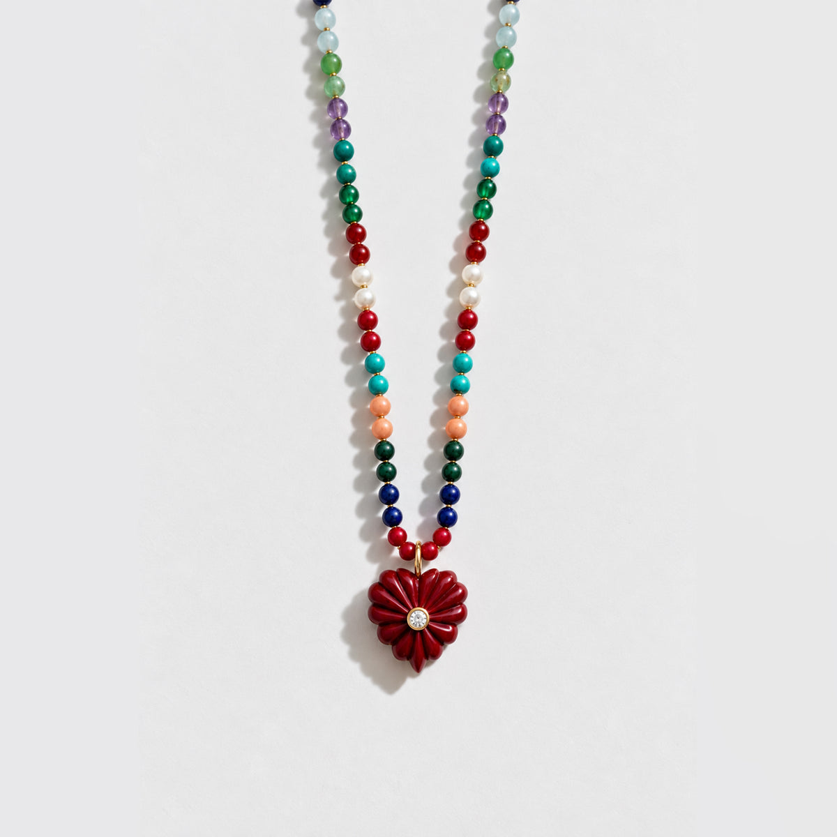 Small Love Necklace, Red Agate