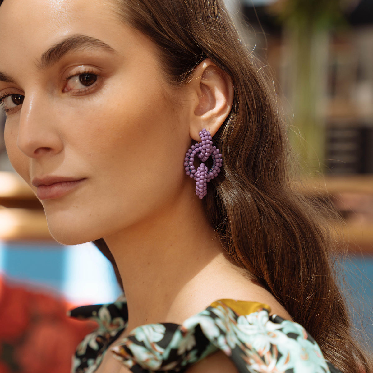 Tulip Earrings, Purple