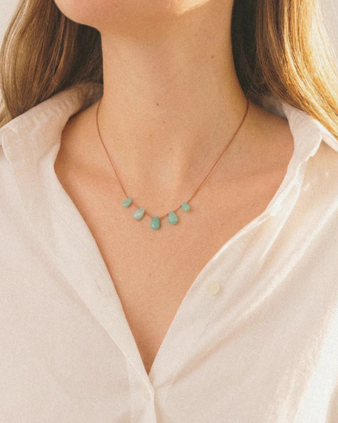 5-DROP NECKLACE , AMAZONITE