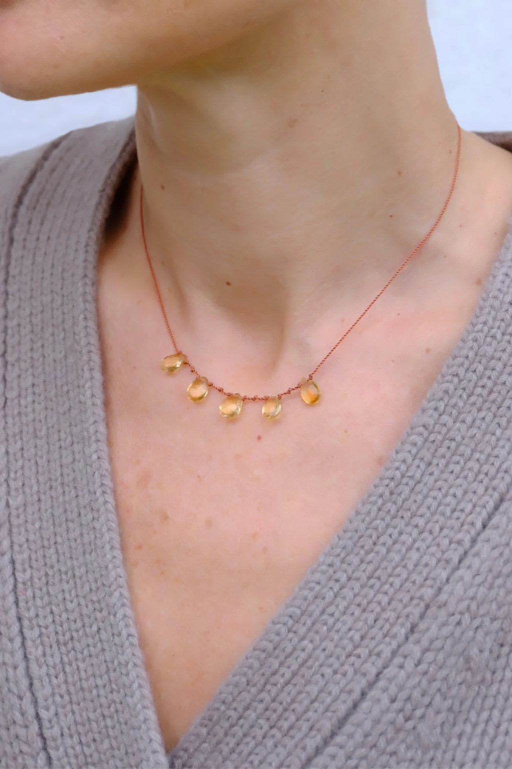 5-DROP NECKLACE , CITRINE
