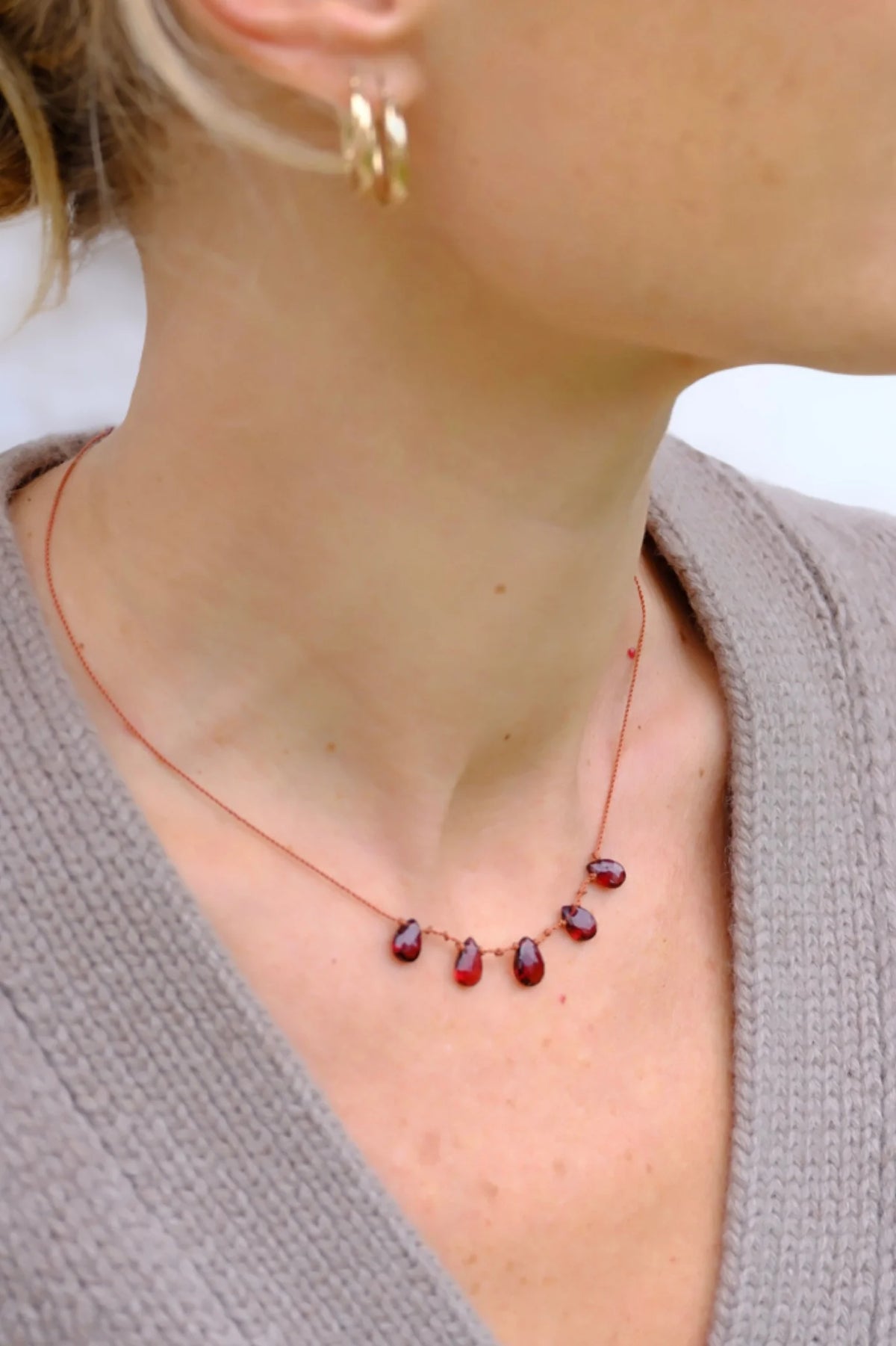 5-DROP NECKLACE , GARNET