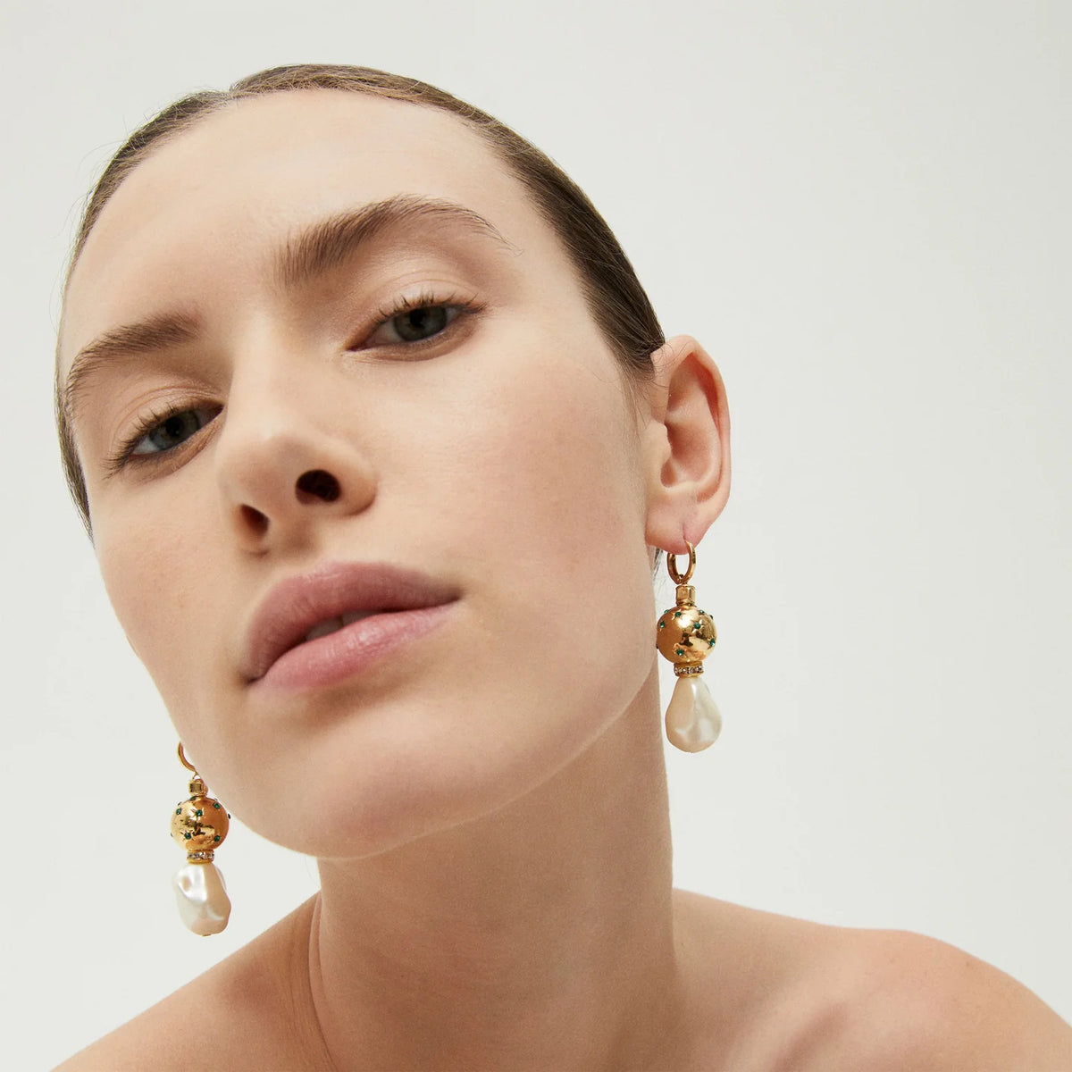 Biwa Comet Rhinestone Earrings