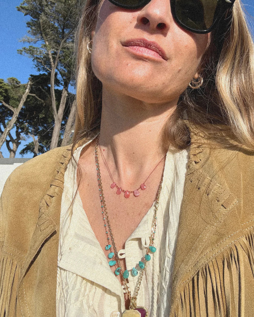 5-Drop Necklace, Rhodochrosite